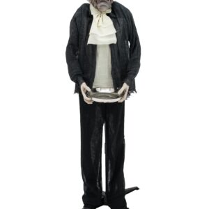 Zombie-Butler - bewegte Halloween Figur - mit Licht und Soundeffekten - 164cm - Geräuschsensor