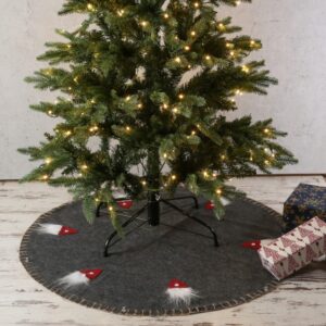 Weihnachtsbaumdecke - Wichtel mit roter Mütze - Filz - D: 98cm - ru...