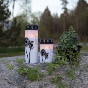 LED Grablicht/Grabkerze Pusteblume - warmweiße LED - H: 12cm/21cm -...