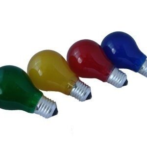 4er Set Partylampen - E27 - 230V - gefrostetes Glas - Rot/Grün/Blau/Gelb