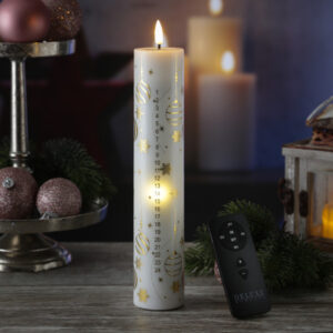 LED Adventskalenderkerze MIA mit 24 Zahlen - Echtwachs - H: 25cm - ...