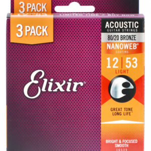 Saiten Vorteilspack Elixir Nanoweb 80/20 Light 3-Pack